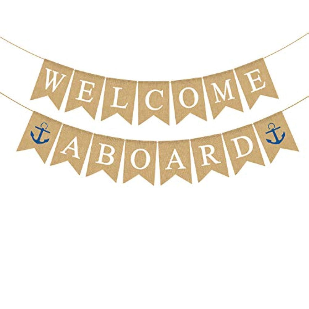 Jute Burlap Welcome Aboard Banner Nautical Boy Baby Shower Birthday Party Nursery Garland Decoration