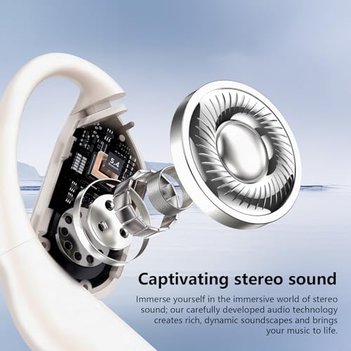 Open Ear Clip Wireless Earbuds Headphones, Bluetooth 5.4, Open Ear Design, Built-in Mic, IPX7 Waterproof, LED Display Charging Case,Ear Hooks Ear