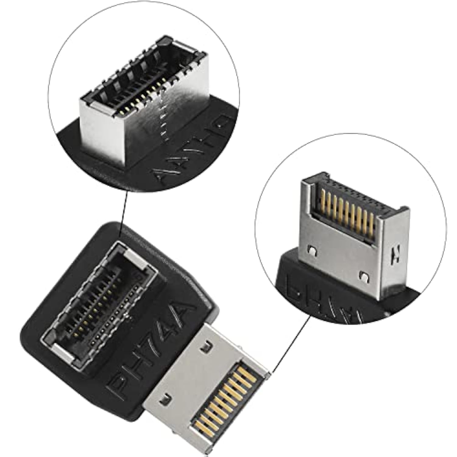 Right Angle Usb Type E Adapter Usb3.1 Type E Header Converter 90 Degree Steering Elbow For Computer Motherboard (Ph74A)