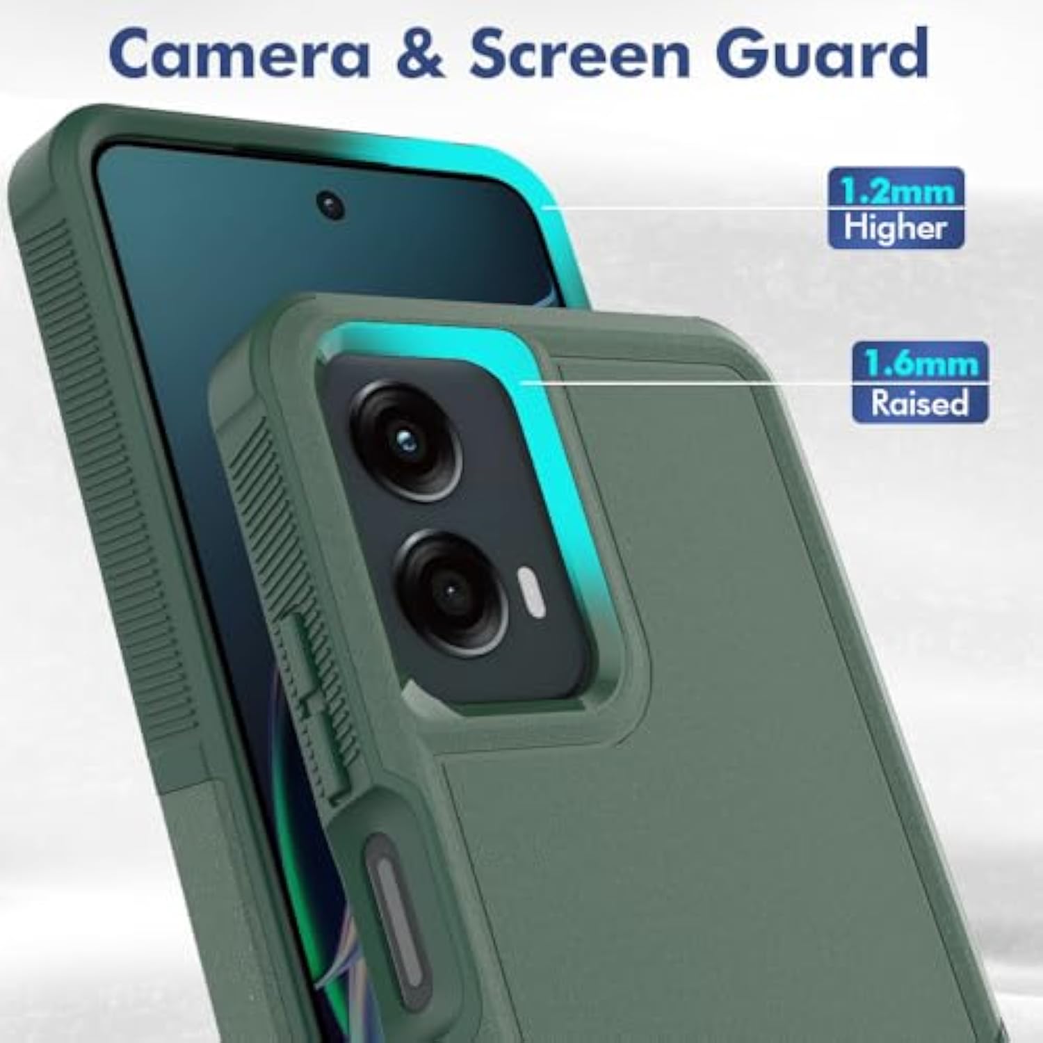 For Moto G 5G 2024 Case, [Military Grade Drop Tested] With Screen Protector, Dual Layer Protective Heavy Duty Cell Phone Cover Non-Slip Shockproof Case For Motorola Moto G 5G 2024 (Dark Green)