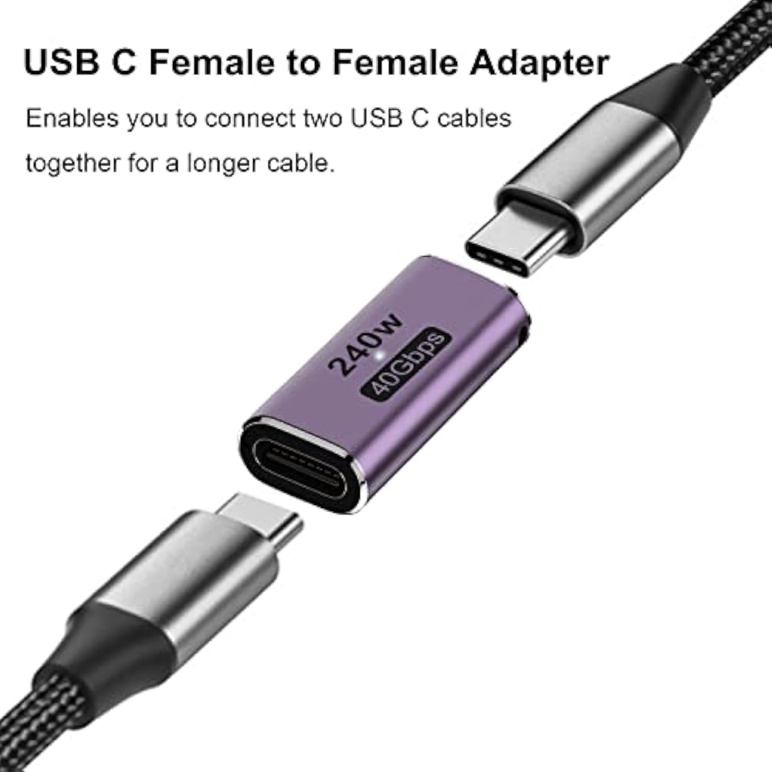 240W Usb C Adapter (2 Pack), Usb Type C Female To Female 40Gbps Coupler Connec