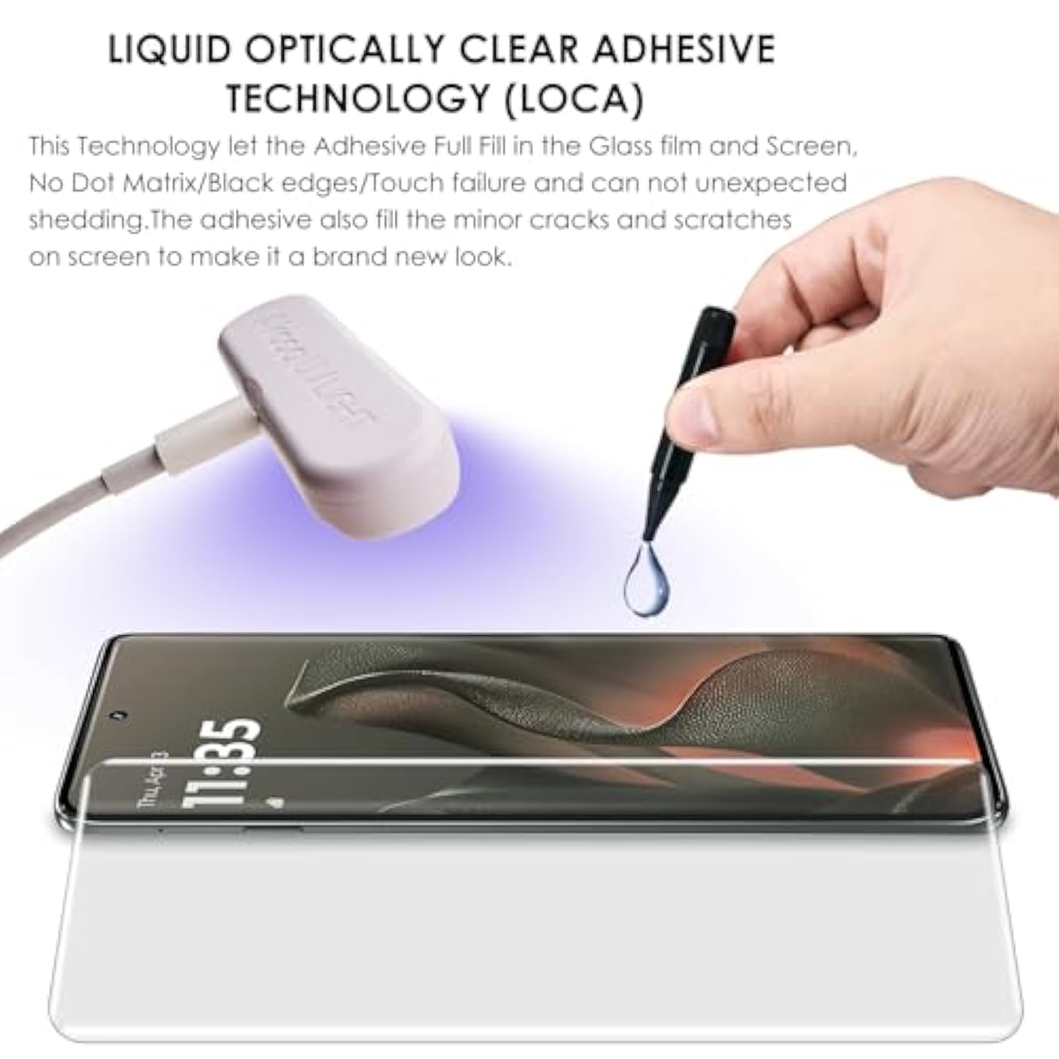 Screen Protector For Motorola Edge 2025, Tempered Glass Uv Set [3 Pack], Edge To Edge All Round Protection, 9H Hardness Scratch Resistant, Sensitive Touch