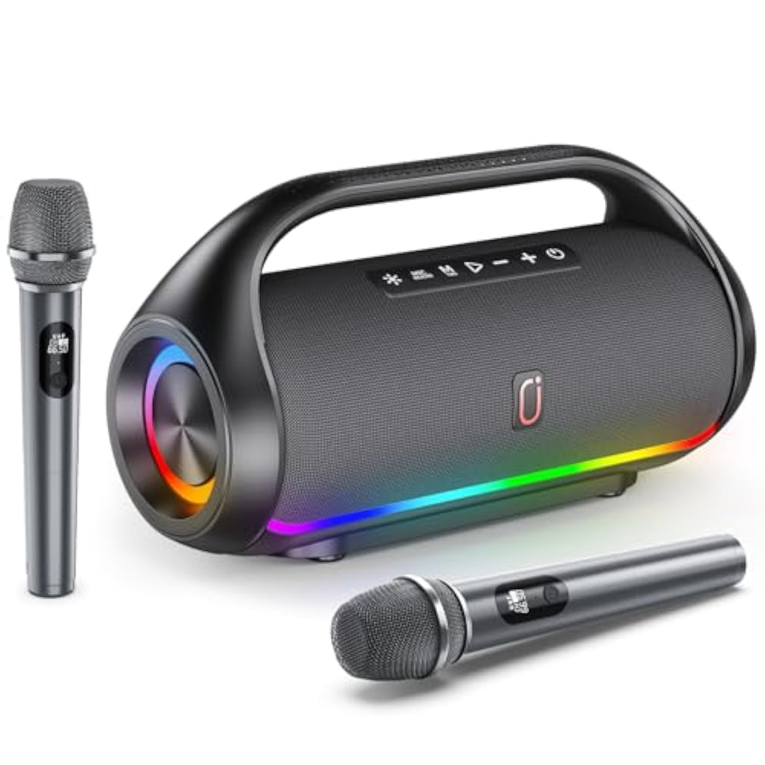 Portable Bluetooth Speaker Wireless With 2 Microphones, Ipx5 Waterproof Speakers With Deep Bass & Led Lights, Loud Stereo Portable Speaker For Outdoor Indoor Home Parties Hiking Camping