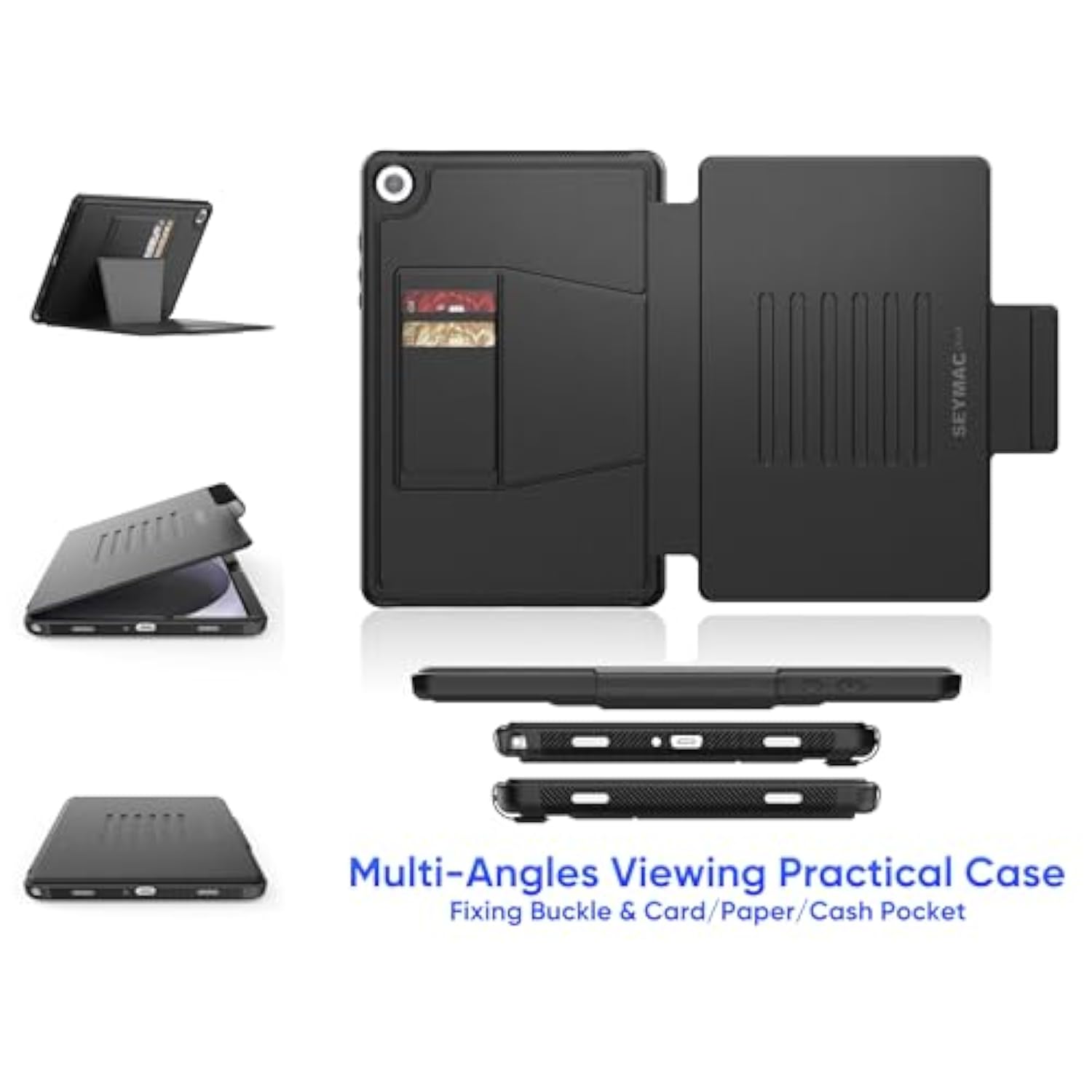 Case For Samsung Galaxy Tab A9+ Plus 11'', Auto Sleep/Wake Case With Magnetic Multiangles Stand, Card Slot For Galaxy Tab A9+/ A9 Plus 11'' Smx210/X216/X218, (Black)
