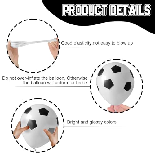 30 Pcs Red Black Soccer Balloons, 12 Inch Soccer Print Balloon Set