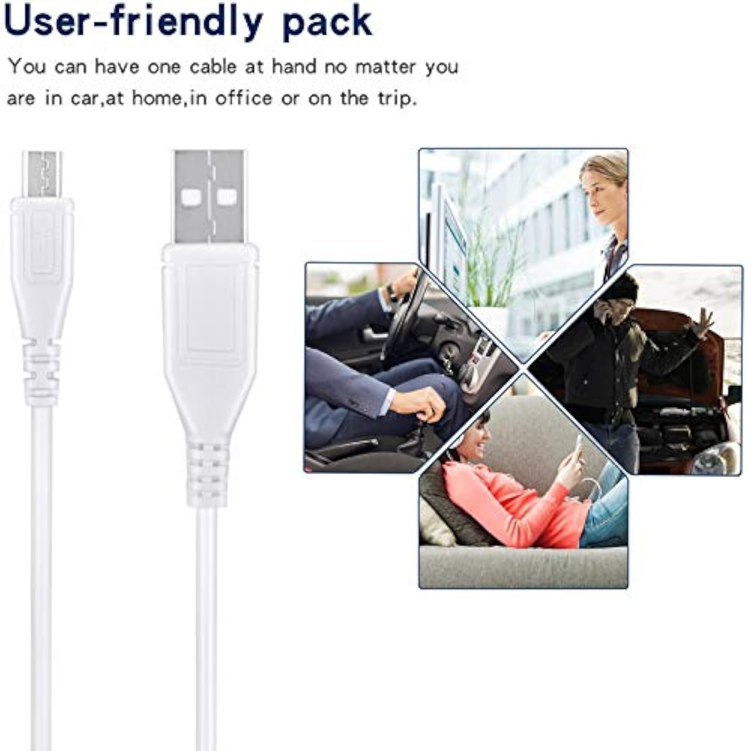 3.3Ft White Micro Usb Charger Cable Cord For Kindle 3 3Rd Gen Generation D00901, Voyage