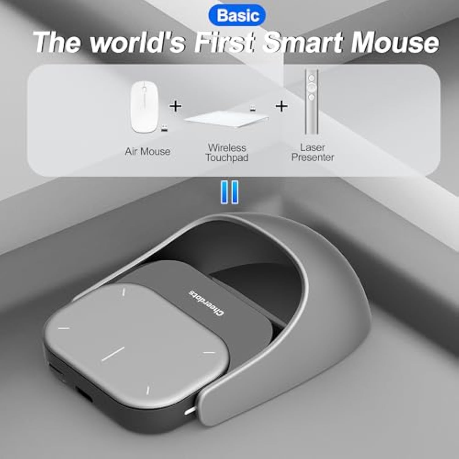 2025 New Wireless Mouse - 3 In 1 Detachable Computer Mouse, Presenter Presentation Pointers Remote With Laser, Ultra-Lightweight, Compatible With Pc/Mac/Laptop (No Chatgpt, No Recording, Silver)