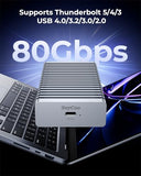 80Gbps M.2 Nvme Ssd Enclosure With Cooling Fan, Compatible With Thunderbolt 5/4/3, Usb 4.0/3.2/3.0/2.0 M-Key/(M&B) Key Nvme 2280 Ssd Up To 8Tb