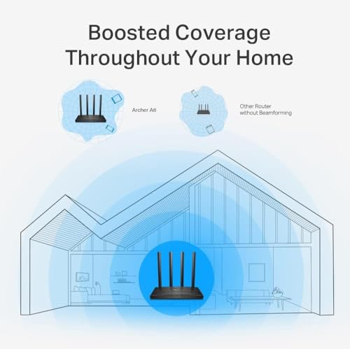 Ac1200 Gigabit Wifi Router (Archer A6) - Dual Band Mu-Mimo Wireless Internet Router, 4 X Antennas, Onemesh And Ap Mode, Long Range Coverage