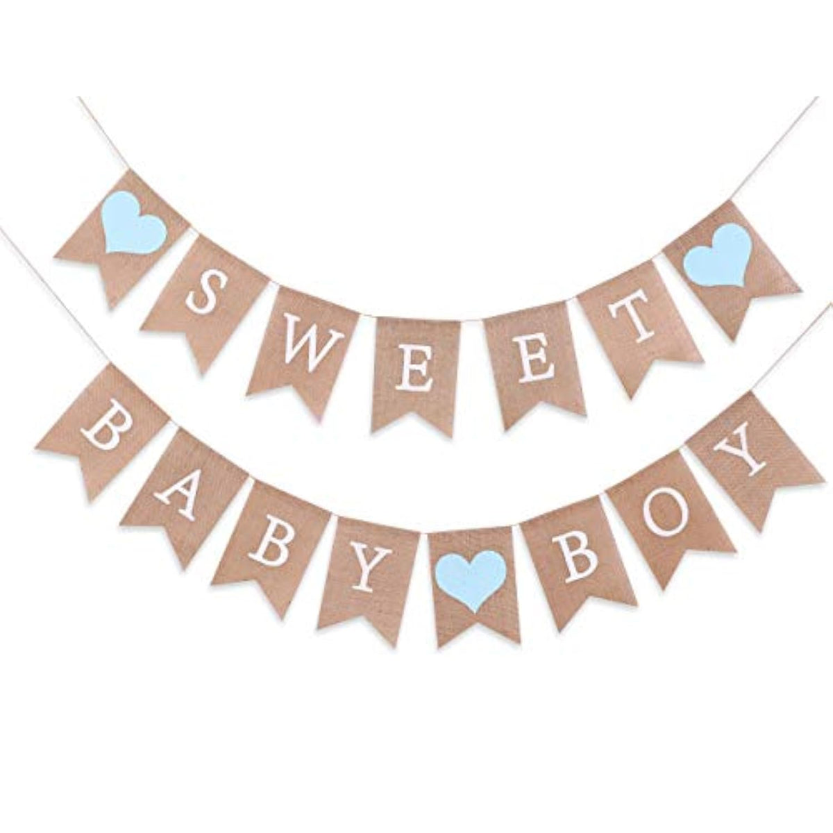 Sweet Baby Boy Burlap Banner Rustic Blue Baby Shower Decoration & Photo Prop