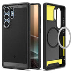 Spigen Rugged Armor MagFit Designed for Galaxy S25 Ultra Case [Fast Wireless Charging/Magnet for Galaxy] (2025) - Matte Black