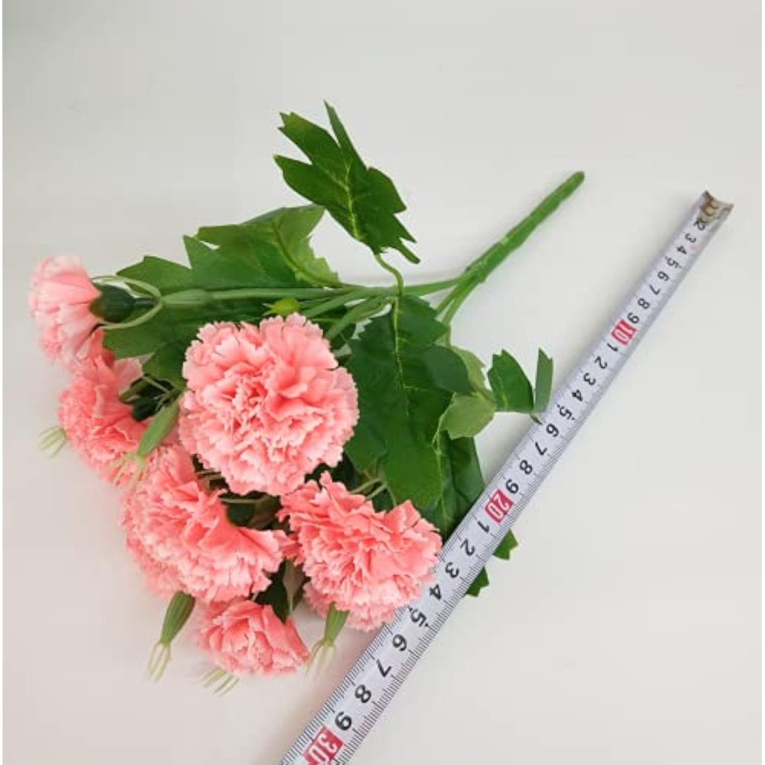 4 Bunches Bouquet Of Artificial Silk Flower Carnations,12" Bouquet And Green Leaf For Home Party,Bridal Wedding Holding Flowers Festival Decor With 10 Per Bunch Flower (Red Edge-White)