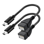 SaiTech IT (2 Pack Mini USB OTG Cable for Digital Cameras - USB A Female to Mini USB B 5 Pin Male Adapter Cable