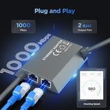 Multi Ports Starlink Ethernet Adapter For Starlink Gen 2 Wired External Network, 2 Ports Starlink Ethernet Adapter 1 To 2 [2 Devices Networked Simultaneously] - Up To 1 Gbps