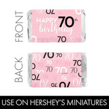 Pink 70Th Birthday Party Mini Candy Bar Wrappers - 42 Count, 70Th Birthday Decorations For Women