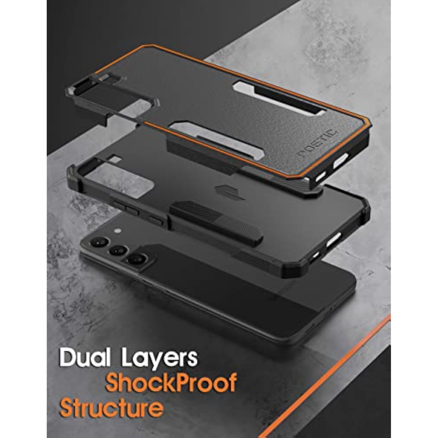 Neon Series Case Designed For Samsung Galaxy S22 Plus 5G 6.6 Inch, Dual Layer Heavy Duty Tough Rugged Lightweight Slim Shockproof Protective Case 2022 Cover For Galaxy S22+ 5G, Black