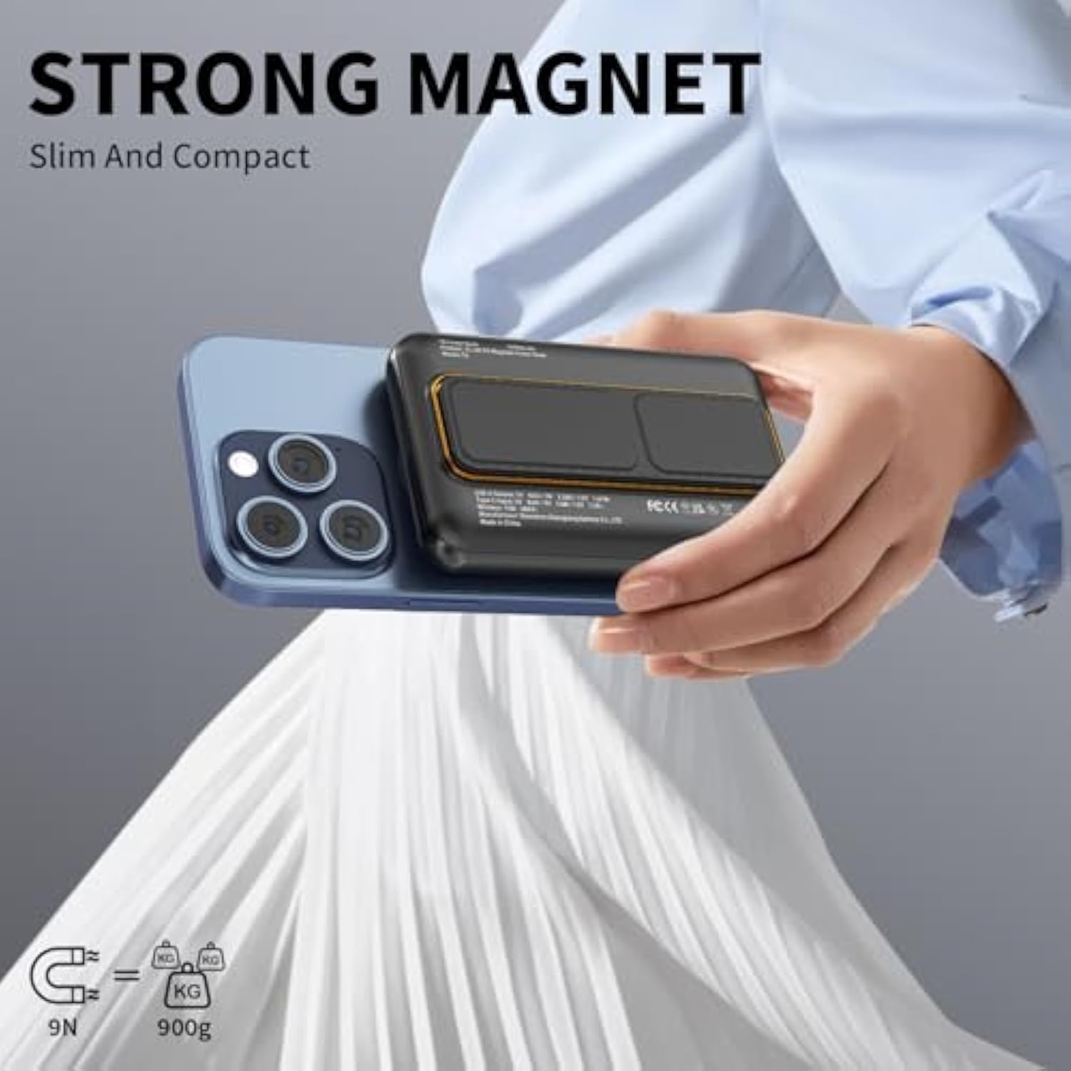 Magnetic Power Bank 10000Mah, Wireless Portable Charger With Stand, 15W Fast Charging Magnetic Battery Pack W/Usb-C, Compatible With Magsafe Iphone 15/15 Plus/15 Pro/15 Pro Max, Iphone 14/13/12 Series