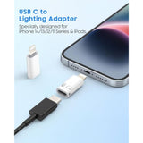 MoKo USB C to Lightning Adapter, Lightning Male to USB C Female Adapter Compatible with iPhone 14/13/12/11 Pro Max/iPad/iPod/AirPods, Support Charging, Data Transfer, Earpods & OTG Function, White