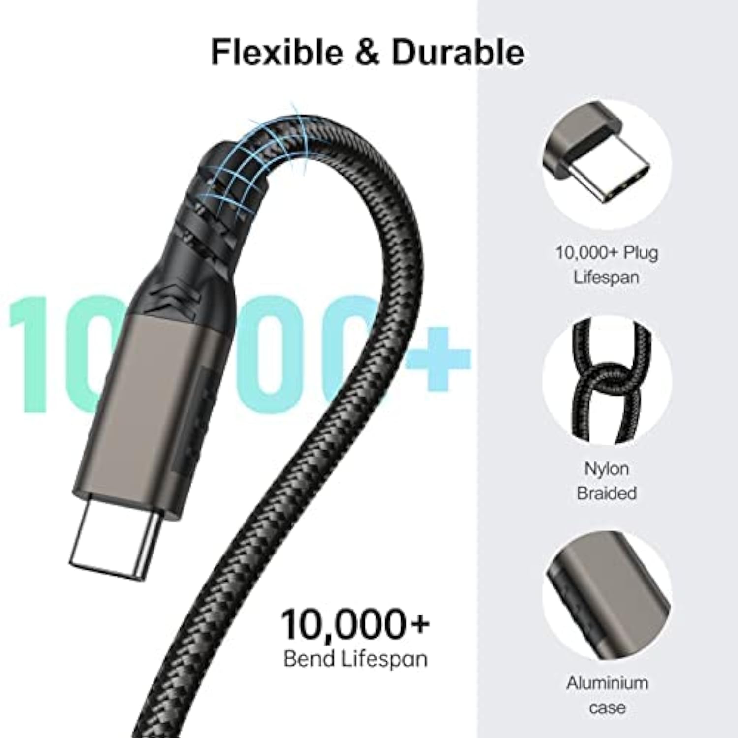 Usb C Extension Cable, 5-Pack 6.6Ft, Usbc Extender Male To Female Cord 100W/5A Fast Charging 4K@60Hz Video, [Usbc 3.2 Gen2/10Gbps] For Carplay, Macbook,Ipad,Laptop,Tablet,Phone,Usb C Hub,Switch
