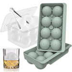 Large Ice Cube Molds, Big Round Whiskey Ice Cube Trays For Freezer, Easy To Fill & Release, Whiskey Bourbon Cocktail(2.5In*8 Balls- Blue/2 Pack)