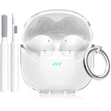 JBL Tune Flex 2 Earbuds Clear Case Protective TPU Skin with Carabiner and Cleaning Pen