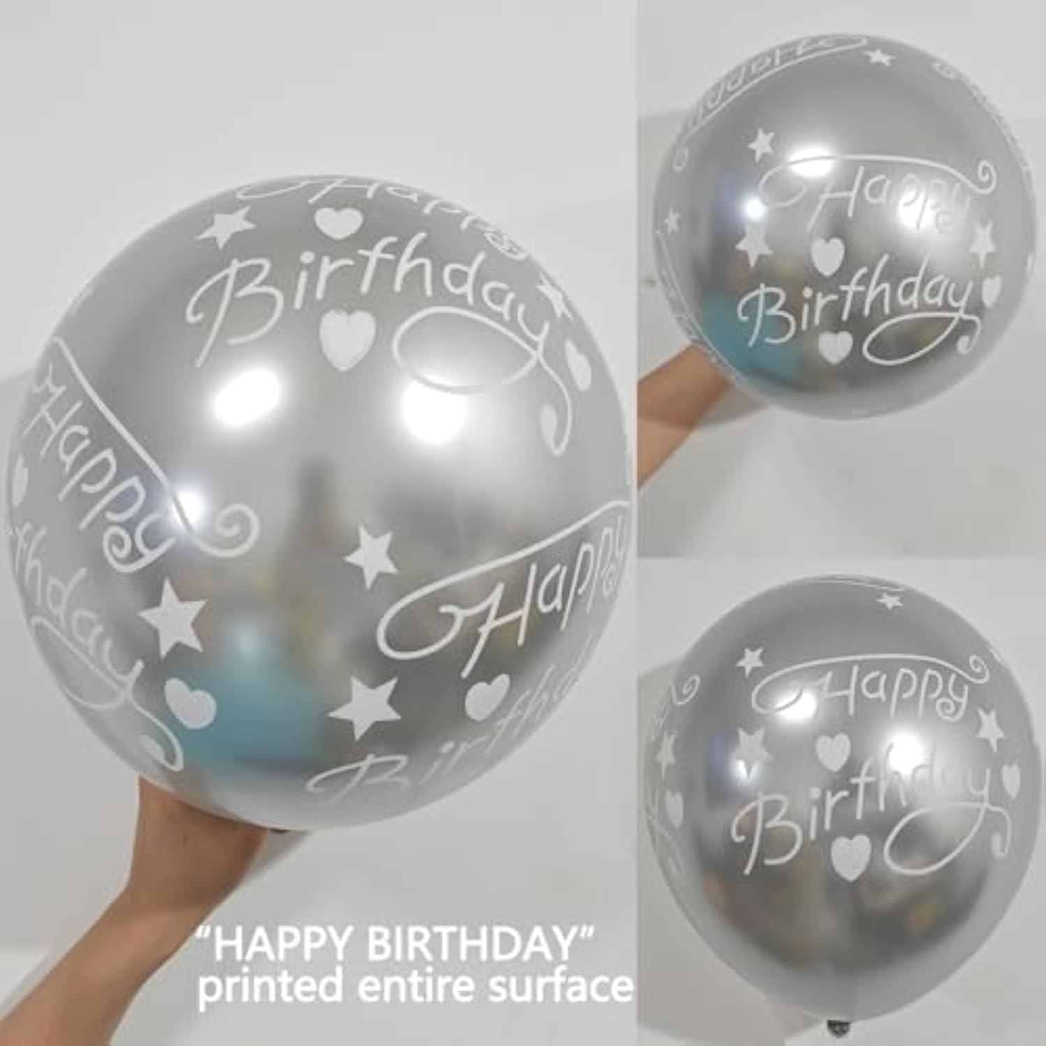 50 Pcs 12 Inch Printed "Happy Birthday" Multicolor Metallic Latex Balloons, Assorted Colors Happy Birthday Balloon For Birthday Party Supplies Baby Shower Decorations, Globos De Cumpleaños