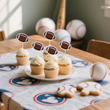 40Pcs Football Cupcake Topper, Rugby Ball Cake Toothpicks Football Cupcake Picks Sport Themed Party Decorations For Baby Shower Birthday Party Decor Supplies