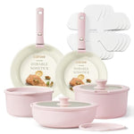 Pots And Pans Set, Nonstick Cookware Sets Detachable Handle, 15Pcs Induction Kitchen Cookware Set Non Stick With Removable Handle, Oven Safe, Rv Cookware Set, Pink Granite