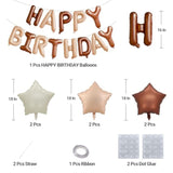 Brown And Beige Happy Birthday Balloons Kit With 16 Inch Mylar Foil Letters Balloon And Star Balloons For Birthday Party Decorations Photo Booth Backdrop