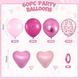Hot Pink Balloons, 60Pcs Metallic Pink Magenta Balloons With Macaron Heart Latex Balloon Confetti Balloon For Girls Women Princess Valentine'S Day Birthday Baby Shower Engagement Party Wedding Decor