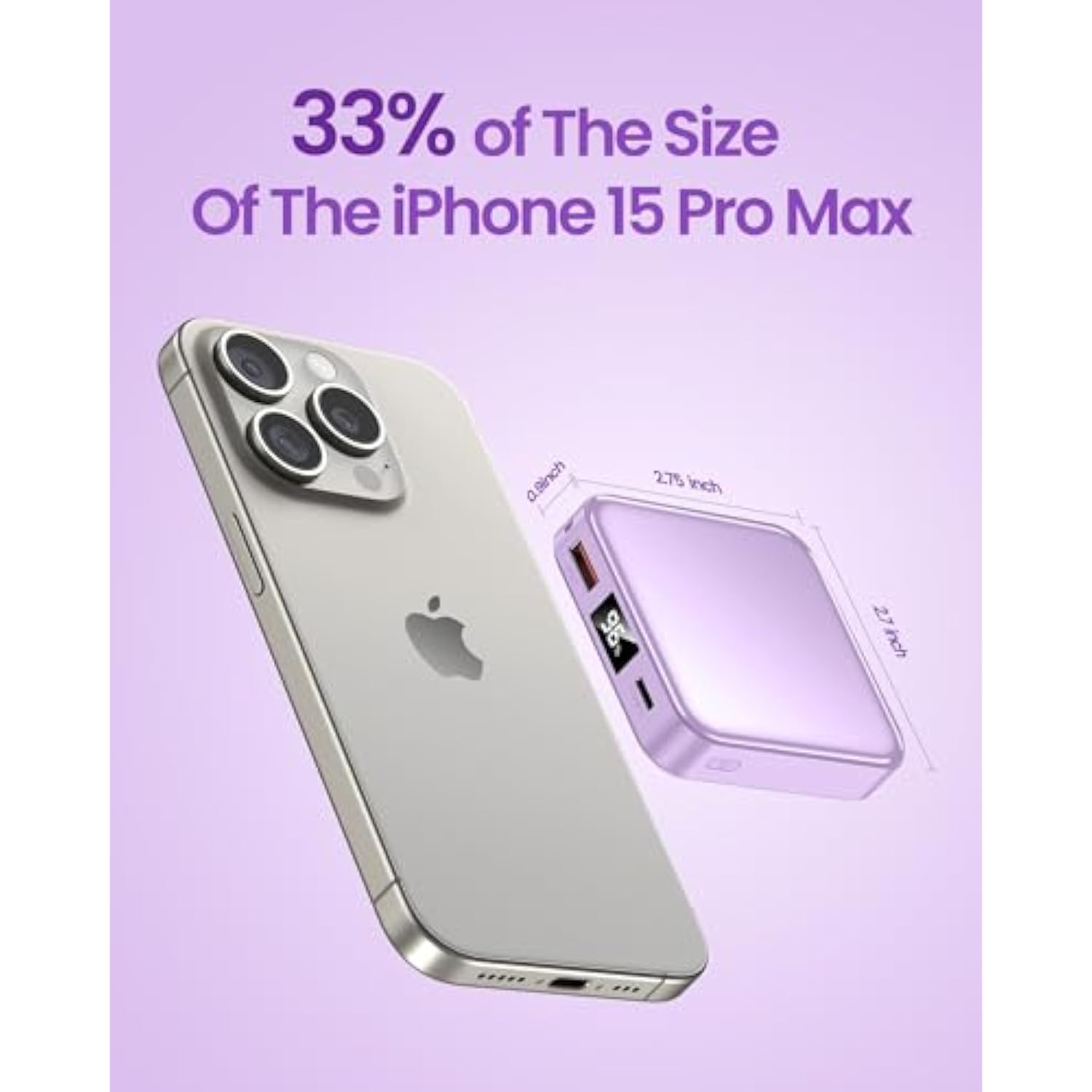 10000Mah Small Power Bank?Fast Charge Mini Portable Charger, Usb C Input/Output With External Battery Pack, Smart Led Display?Suitable For Iphone, Samsung, Ipad And Tablets.