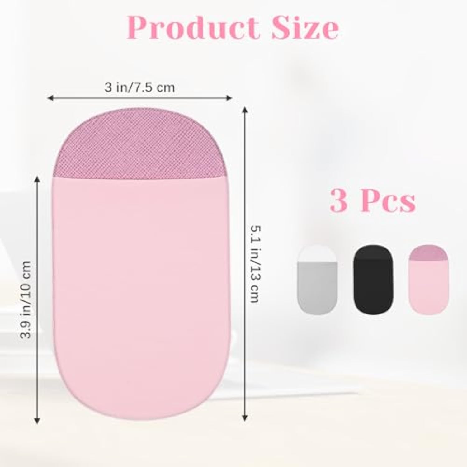3 Pack Mouse Pouch For Laptop, Universal Mouse Holder For Laptop Reusable Adhesive Slim Pouch Stick-On Compatible With Computer Office Home Storage (Grey,Black,Pink) (Oval)