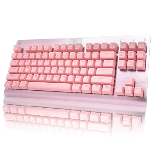 87-Key Pink Tkl Mechanical Keyboard With Tactile Brown Switches, Hot Swappable Led Backlit Keyboard For Gaming And Office