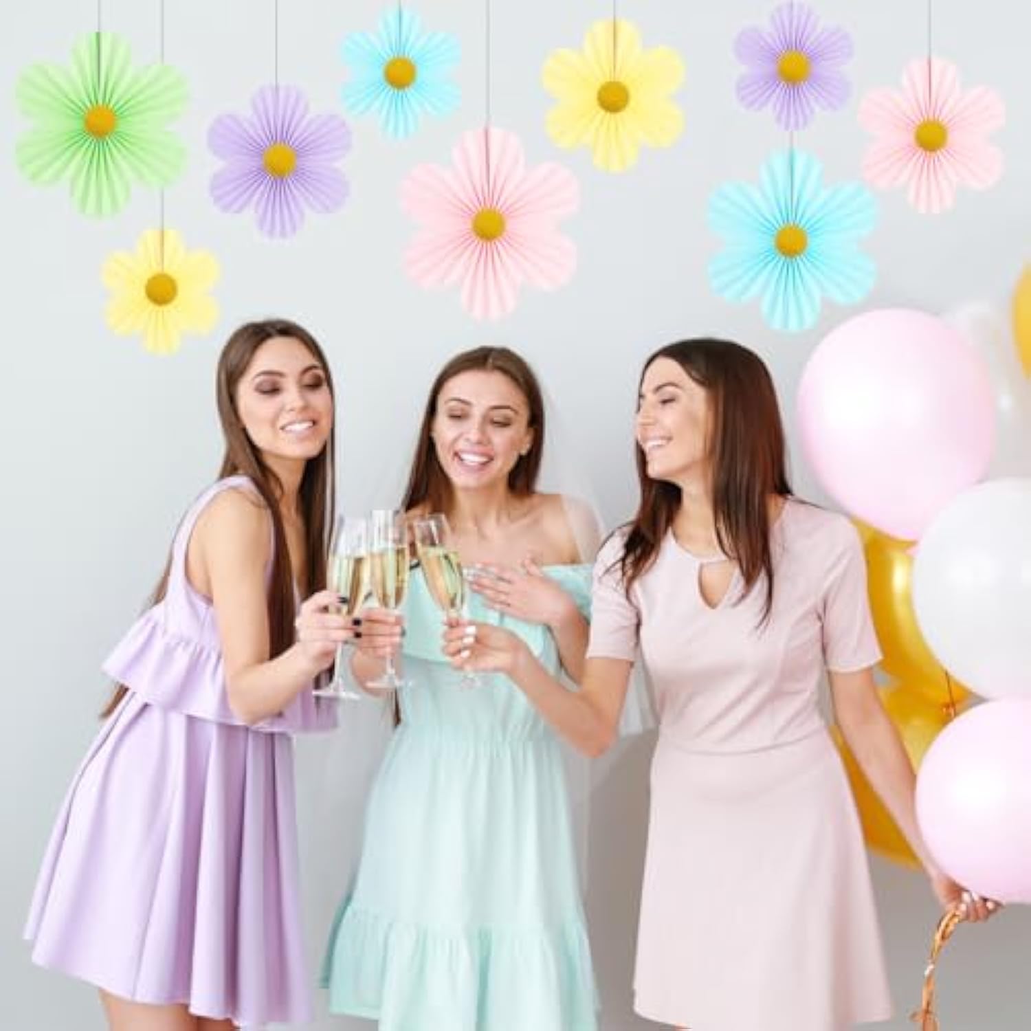 Green Party Decorations Paper Flowers Decorations For Wall Classroom Paper Fans Floral Backdrop Flower Wall Decor Pack Of 9 Green