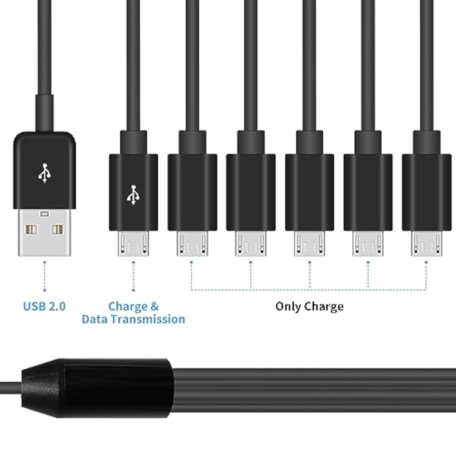 Micro Usb Splitter Cable, 6 In 1 Micro Usb Charger Cable, Micro Usb Multi Char