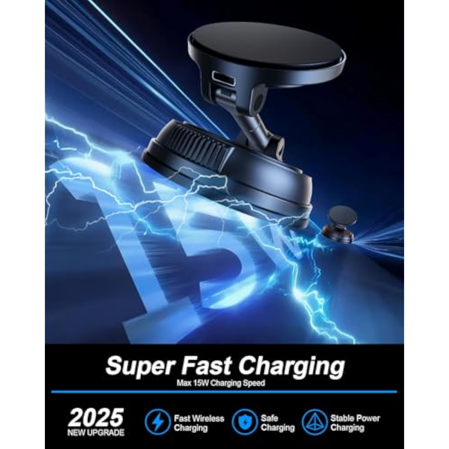 15W Fast Charging Wireless Car Charger For I Phone 16 15 14 13 12 Pro Max Plus Mini Magsafe Cases, Strong Vacuum Magnetic Suction Phone Holder For Car Dashboard Windshield Mirror