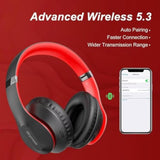 Wireless Bluetooth Headphones Over Ear 65H Playtime Hifi Stereo Headset With Microphone And 6Eq Modes Foldable Bluetooth V5.3 Headphones For Travel Smartphone Computer Laptop