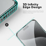 Nanoarmour Onetime Pro For Iphone 15 Pro Screen Protector, Anti-Reflective, Anti-Rainbow, 3D Tempered Glass, Ultra Clear, Edge Reinforced, Easy Install, Dust-Free, Scratch Resistant