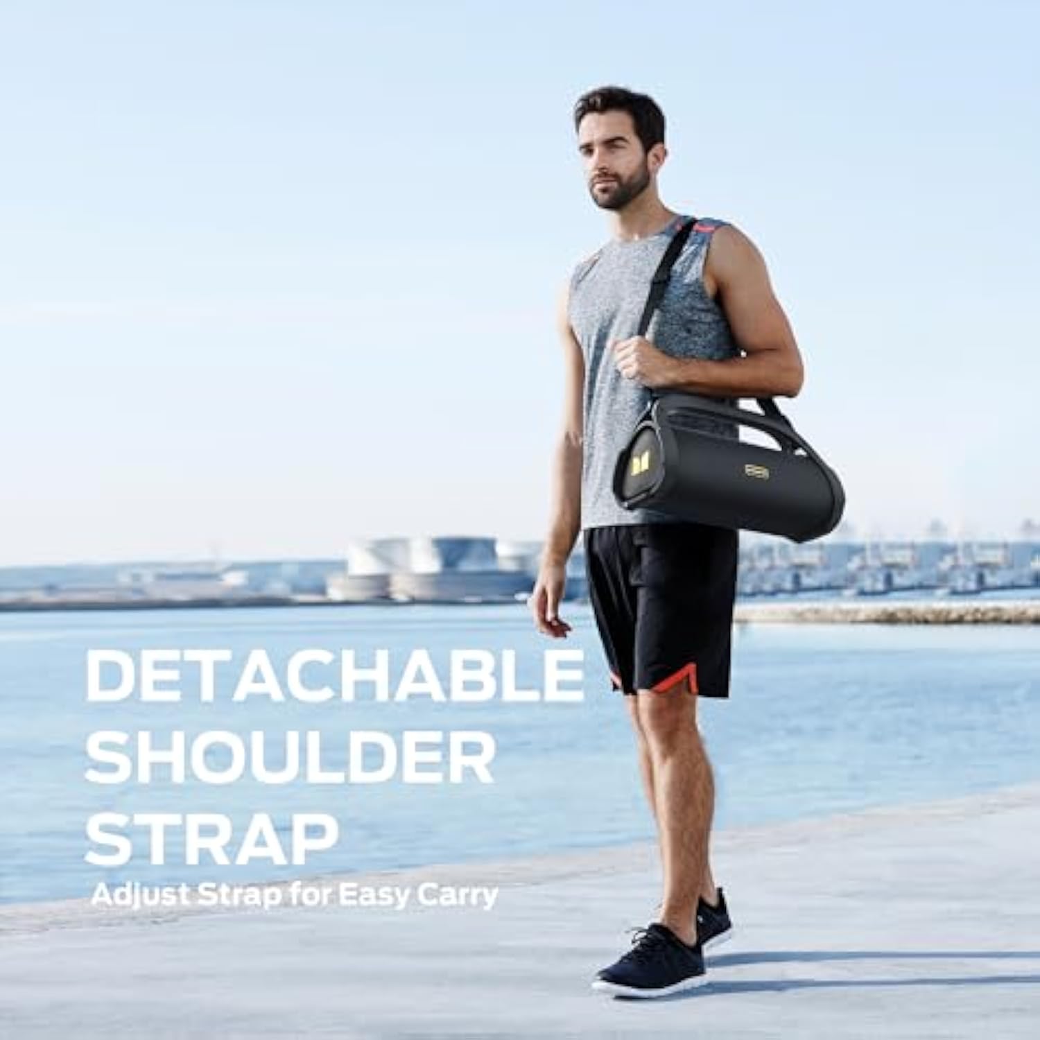 Monster Adventurer Max Portable Bluetooth Speaker, IPX7 Waterproof Wireless Speaker with Double Subwoofer Rich Bass, 100W Stereo Loud Sound with 24H Playtime for Outdoor Pool Beach, Gold