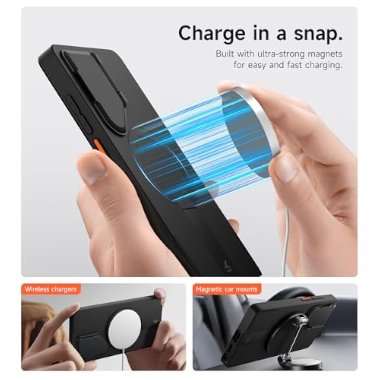 For Samsung Galaxy S25 Ultra Phone Case, Magnetic Protective Cover With Camera Cover & Adjustable Metal Kickstand For Galaxy S25 Ultra (2025)-Black