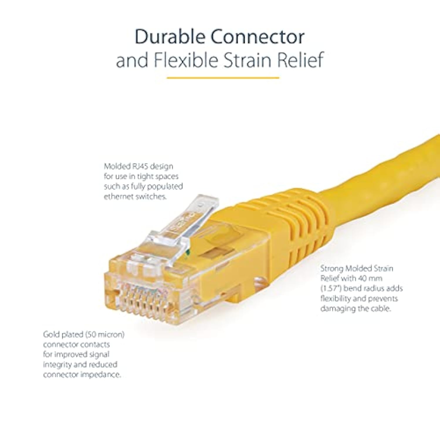 10Ft Cat6 Ethernet Cable - Yellow Cat 6 Gigabit Ethernet Wire -650Mhz 100W Poe