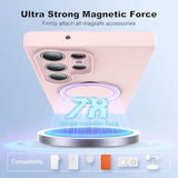 Designed For Samsung Galaxy S23 Ultra Case 6.8'' With Magnetic Ring Stand[Compatible With Mag-Safe][Military-Grade Protection]Slim Liquid Silicone S23 Ultra Phone Case For Men Wowen,Pink 2579
