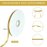 3/8 Inch X 100Yds Gold Satin Ribbon Thin Solid Fabric Ribbons Roll For