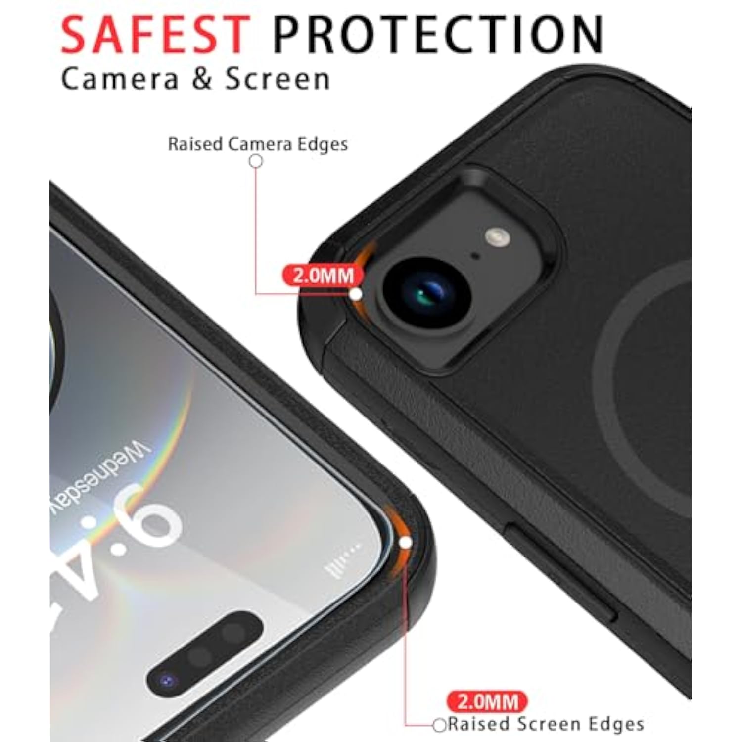 For Iphone 16E Case [Compatible With Magsafe] [Shockproof] [Dropproof] [With Screen Protector ] Heavy Duty Protection Phone Case Cover For Apple Iphone 16E 2025 6.1 Inch (Black)