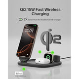 Belkin 3-in-1 MagSafe-Compatible iPhone Charger 15W, Foldable Magnetic Qi2-Certified Wireless Charging Station for iPhone 16, Apple Watch Series 10, AirPods 4, and More, w/Non-Slip Base & PSU - Black