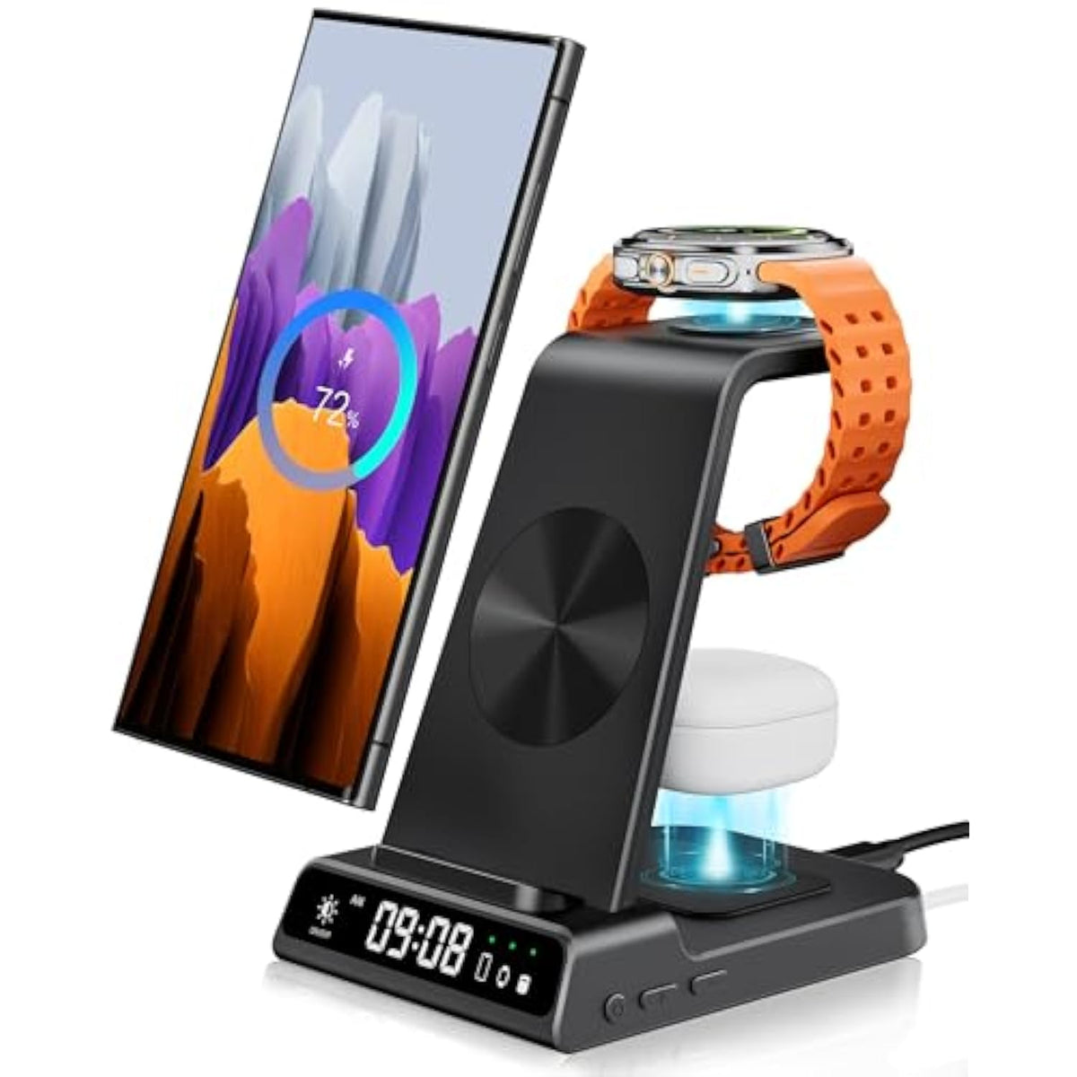 Wireless Charger For Samsung Devices, Wireless Charging Station For Galaxy S25 Ultra/S25+/S25/S24 Ultra/Z Fold/Z Flip/S23/S22/S21, For Galaxy Watch7/Ultra/6/6 Classic/5 Pro/5/4, Galaxy Buds3 Pro