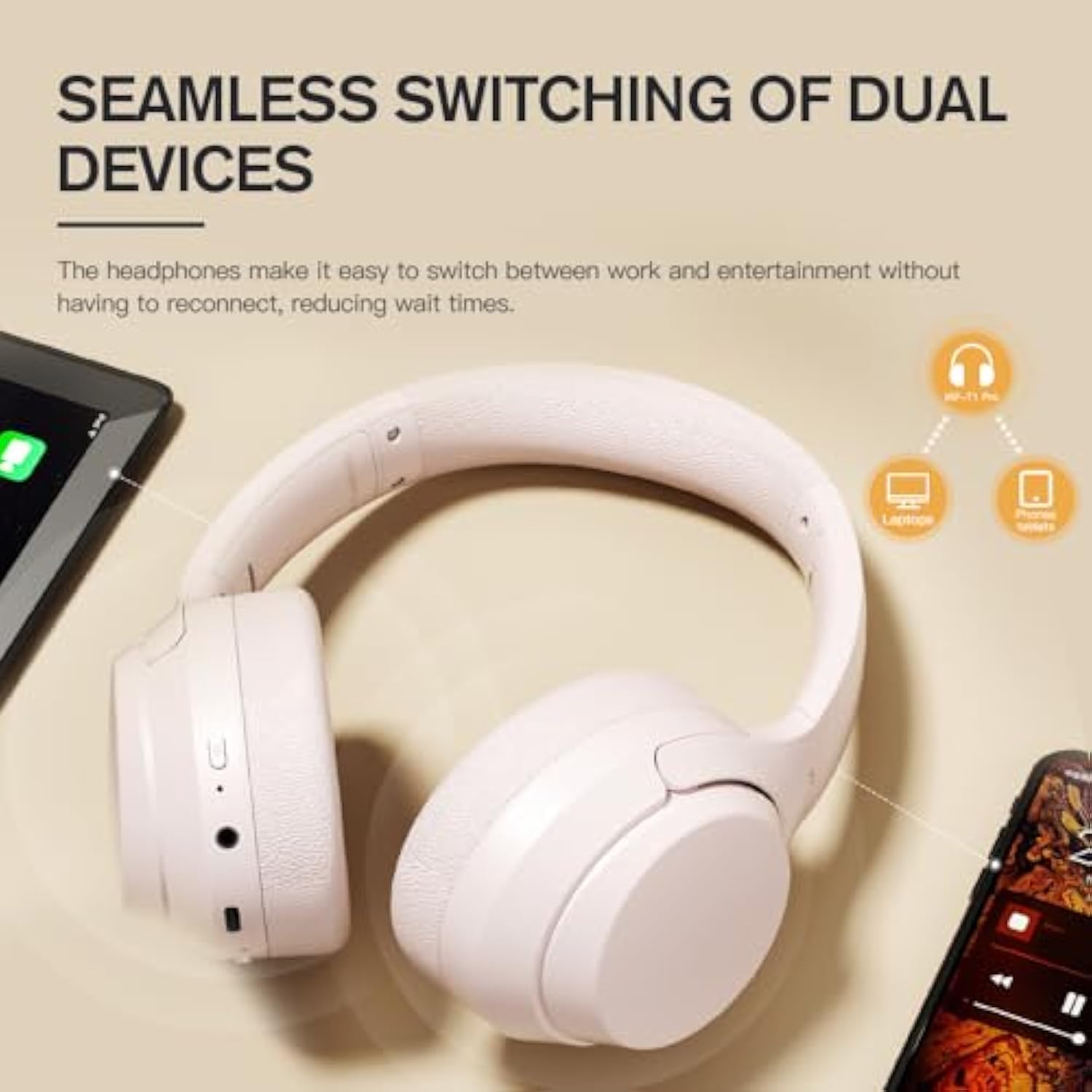 '-T1 Pro-Wireless Wired Headphones Call Noise Cancelling Bluetooth Headset Bass