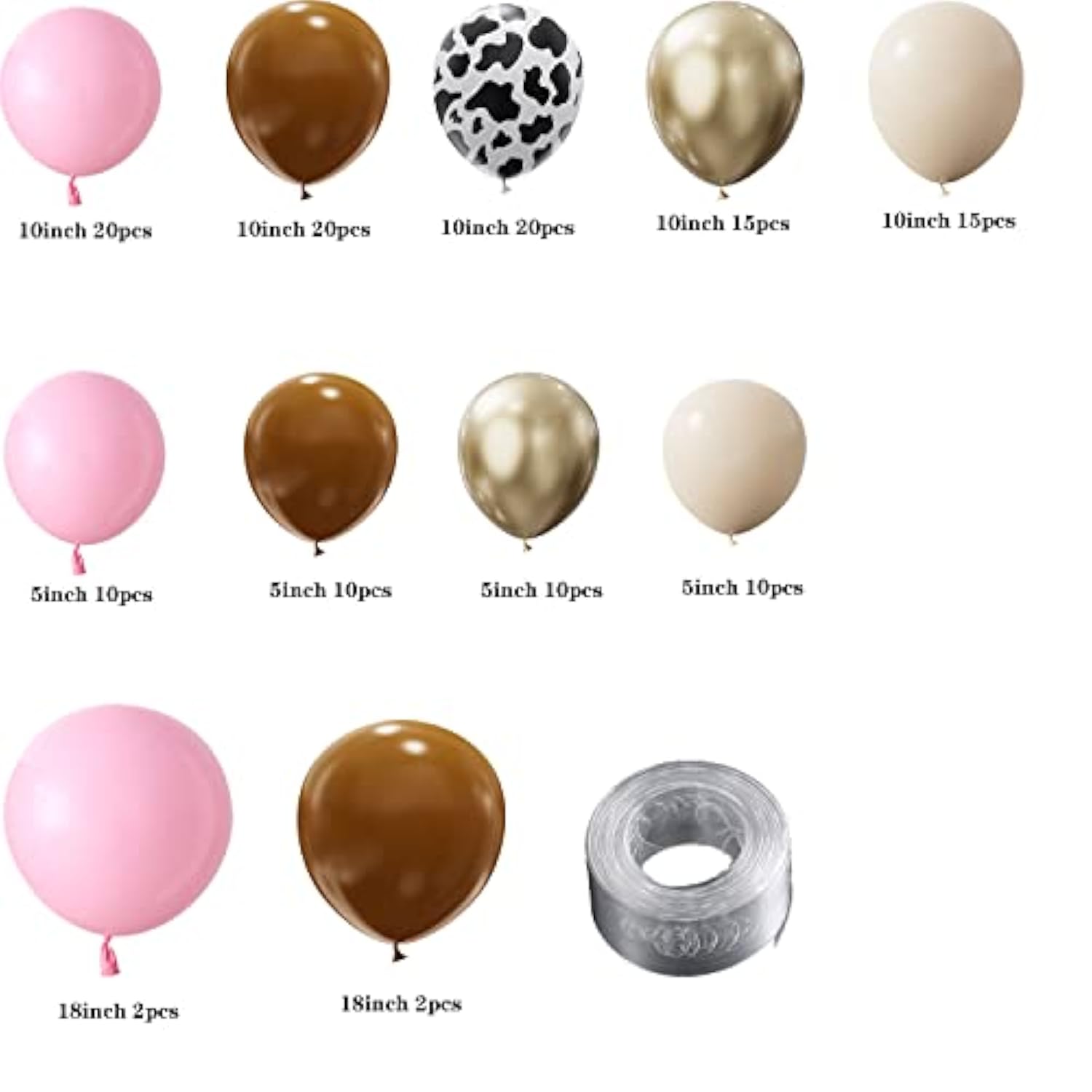 135Pcs Cowgirl Pink Balloon Arch Kit with Cow Print and Gold for Parties