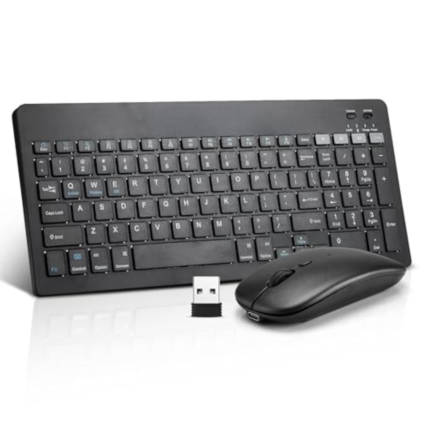 Bluetooth Keyboard And Mouse Combo Rechargeable Portable Wireless Keyboard Mouse Set For Apple Ipad Iphone Ios 13 And Above Samsung Tablet Phone Smartphone Android Windows (Black)