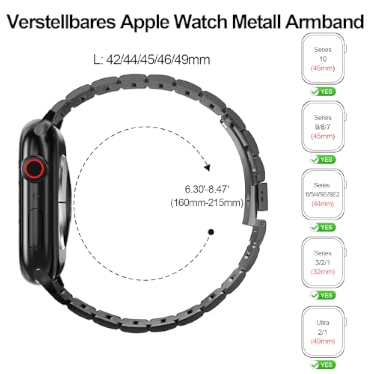 2-Pack Compatible For Apple Watch Band 49Mm 46Mm 45Mm 44Mm 42Mm, Rugged Stainless Steel Replacement Strap Metal Bands For Iwatch Ultra 2/1 Series 10/9/8/7/6/5/4/3/2/1/Se/Se2 Women Men (Black+Silver)